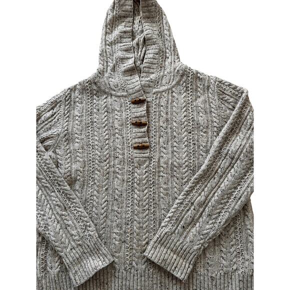 Eddie Bauer Women’s Wool & Cashmere Blend Hooded Cable Knit Fisherman Sweater XL - Picture 5 of 13